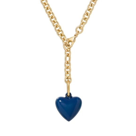 Roxanne Assoulin The Mini Puffy Heart Charm Necklace Navy - Picture 1 of 4